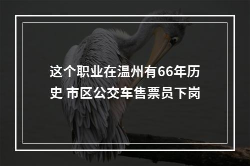 这个职业在温州有66年历史 市区公交车售票员下岗