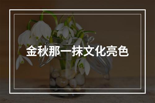 金秋那一抹文化亮色