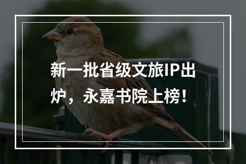 新一批省级文旅IP出炉，永嘉书院上榜！