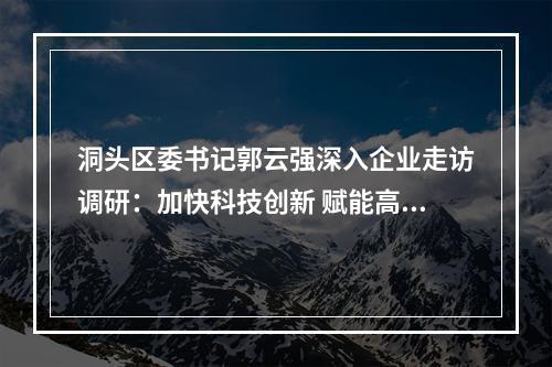 洞头区委书记郭云强深入企业走访调研：加快科技创新 赋能高质量发展