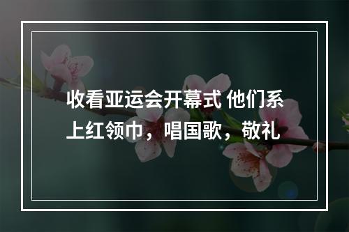收看亚运会开幕式 他们系上红领巾，唱国歌，敬礼