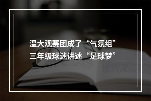 温大观赛团成了“气氛组” 三年级球迷讲述“足球梦”
