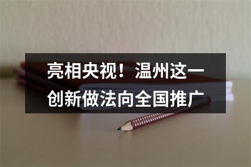 亮相央视！温州这一创新做法向全国推广