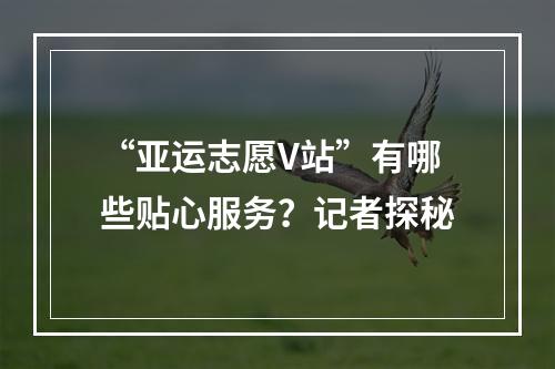 “亚运志愿V站”有哪些贴心服务？记者探秘