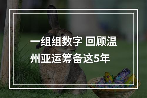 一组组数字 回顾温州亚运筹备这5年