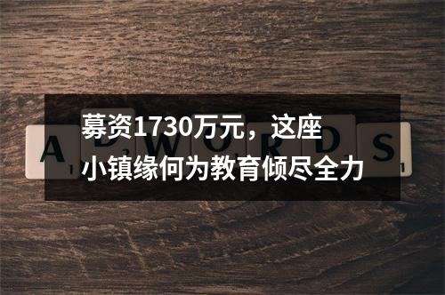 募资1730万元，这座小镇缘何为教育倾尽全力