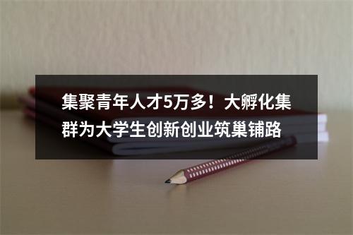 集聚青年人才5万多！大孵化集群为大学生创新创业筑巢铺路