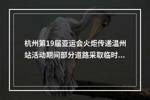 杭州第19届亚运会火炬传递温州站活动期间部分道路采取临时交通管理措施