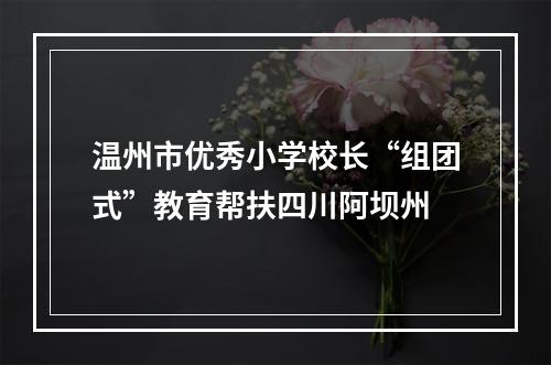温州市优秀小学校长“组团式”教育帮扶四川阿坝州
