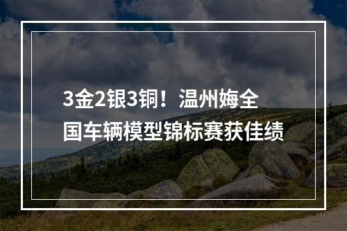 3金2银3铜！温州娒全国车辆模型锦标赛获佳绩
