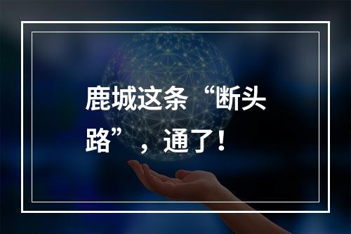鹿城这条“断头路”，通了！
