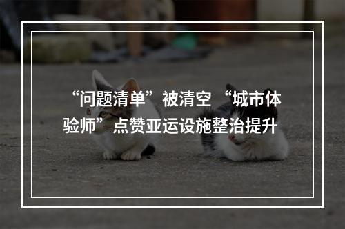 “问题清单”被清空 “城市体验师”点赞亚运设施整治提升