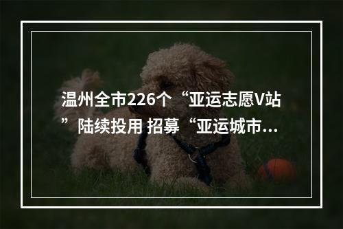 温州全市226个“亚运志愿V站”陆续投用 招募“亚运城市志愿者”