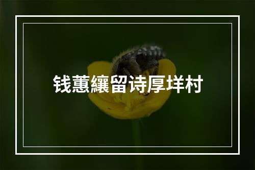 钱蕙纕留诗厚垟村