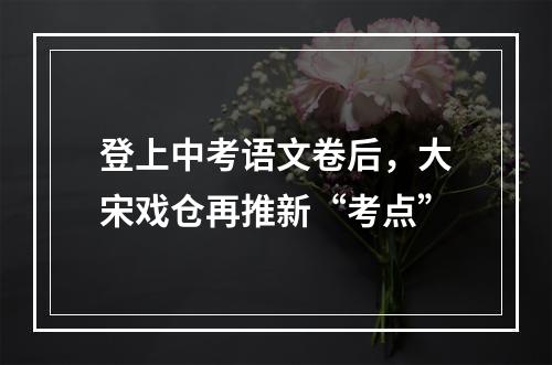 登上中考语文卷后，大宋戏仓再推新“考点”