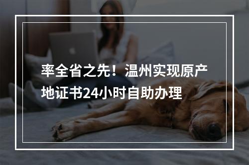 率全省之先！温州实现原产地证书24小时自助办理