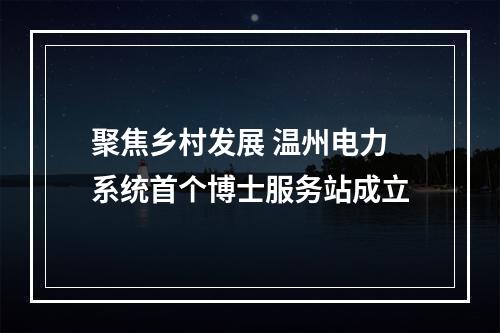 聚焦乡村发展 温州电力系统首个博士服务站成立