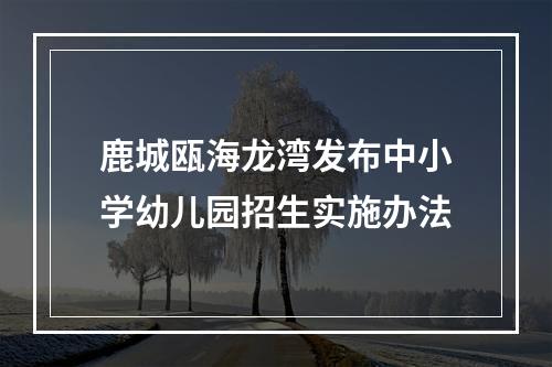 鹿城瓯海龙湾发布中小学幼儿园招生实施办法