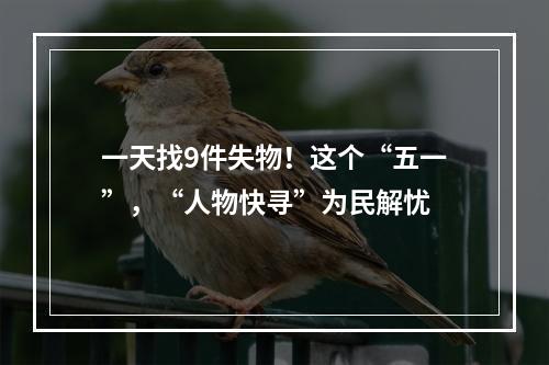 一天找9件失物！这个“五一”，“人物快寻”为民解忧