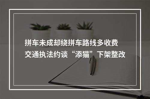 拼车未成却绕拼车路线多收费 交通执法约谈“添猫”下架整改