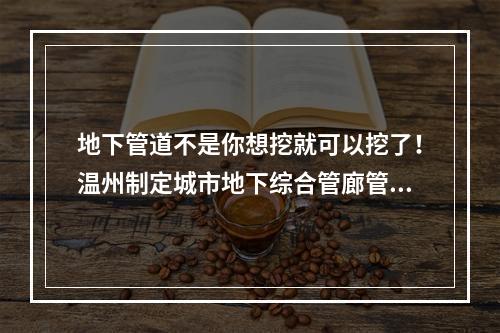 地下管道不是你想挖就可以挖了！温州制定城市地下综合管廊管理办法