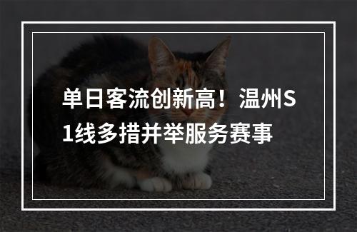 单日客流创新高！温州S1线多措并举服务赛事