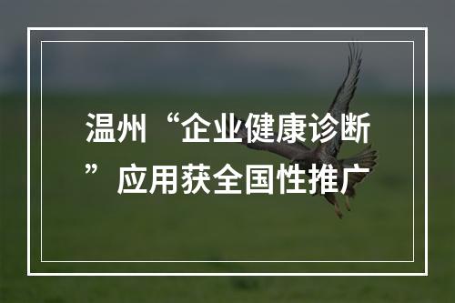 温州“企业健康诊断”应用获全国性推广