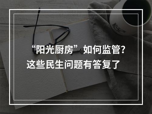 “阳光厨房”如何监管？这些民生问题有答复了