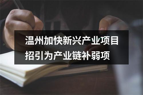 温州加快新兴产业项目招引为产业链补弱项