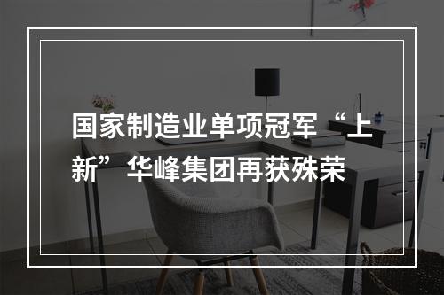 国家制造业单项冠军“上新”华峰集团再获殊荣