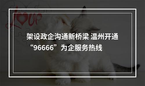 架设政企沟通新桥梁 温州开通“96666”为企服务热线