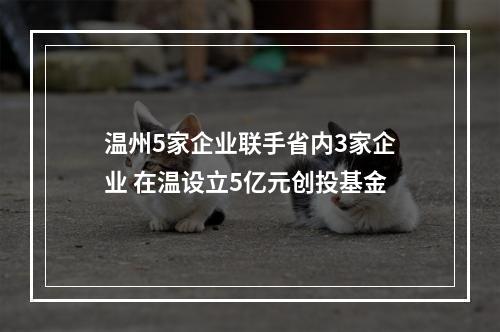 温州5家企业联手省内3家企业 在温设立5亿元创投基金