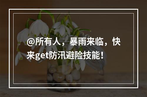 @所有人，暴雨来临，快来get防汛避险技能！
