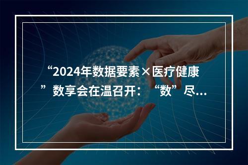 “2024年数据要素×医疗健康”数享会在温召开：“数”尽其用 护航全民健康