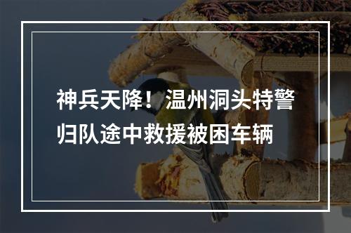 神兵天降！温州洞头特警归队途中救援被困车辆