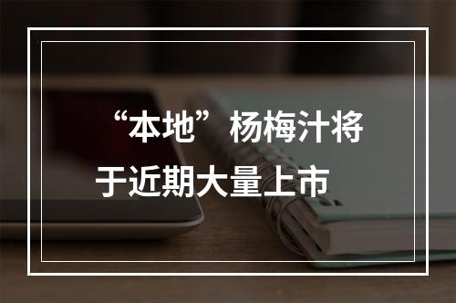 “本地”杨梅汁将于近期大量上市