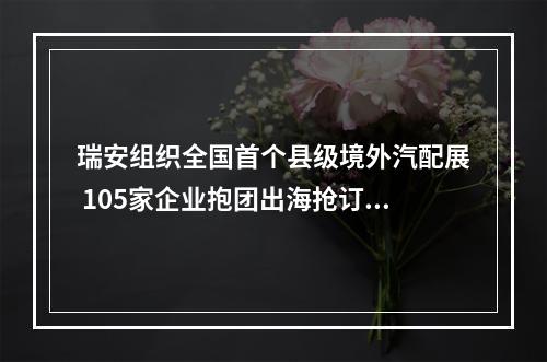 瑞安组织全国首个县级境外汽配展 105家企业抱团出海抢订单