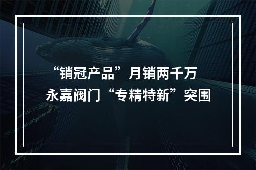 “销冠产品”月销两千万 永嘉阀门“专精特新”突围