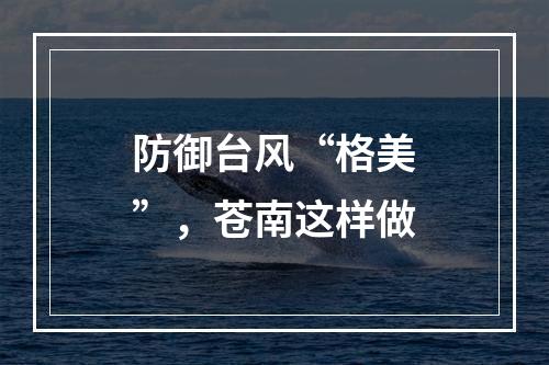 防御台风“格美”，苍南这样做