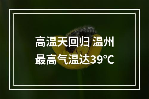 高温天回归 温州最高气温达39℃