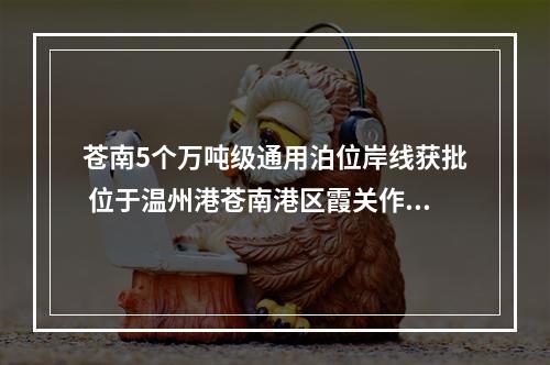 苍南5个万吨级通用泊位岸线获批 位于温州港苍南港区霞关作业区烟墩山东侧