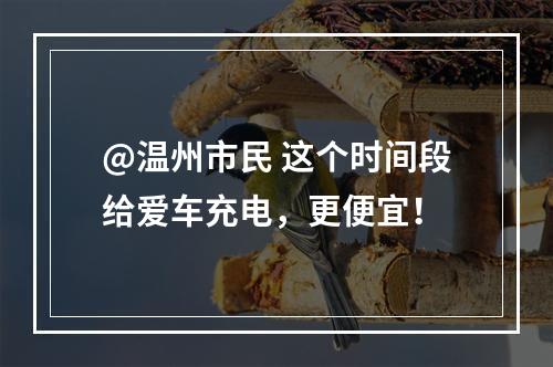 @温州市民 这个时间段给爱车充电，更便宜！