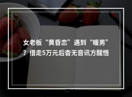 女老板“黄昏恋”遇到“暖男”？借走5万元后杳无音讯方醒悟