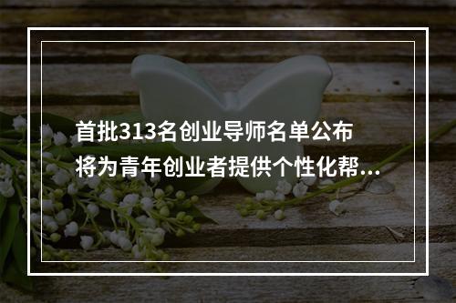 首批313名创业导师名单公布 将为青年创业者提供个性化帮扶