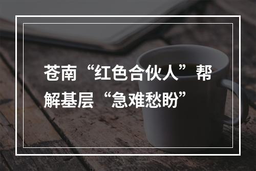 苍南“红色合伙人”帮解基层“急难愁盼”