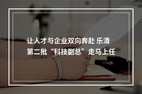 让人才与企业双向奔赴 乐清第二批“科技副总”走马上任