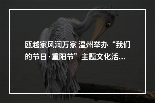 瓯越家风润万家 温州举办“我们的节日·重阳节”主题文化活动