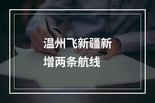 温州飞新疆新增两条航线