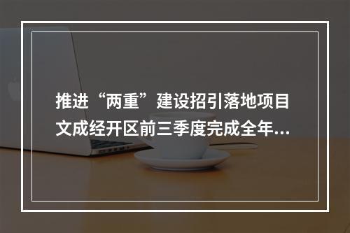 推进“两重”建设招引落地项目 文成经开区前三季度完成全年任务