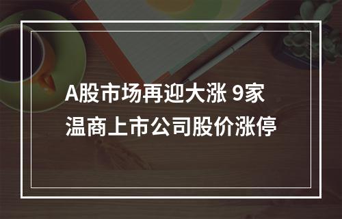 A股市场再迎大涨 9家温商上市公司股价涨停